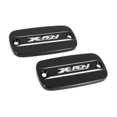 BRAKE FLUID RESERVOIR CAP - (PAIR) for HONDA 750 X-ADV ALU CNC - BLACK/WHITE PATTERN  -AVOC-