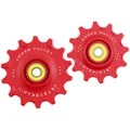 GALET DERAILLEUR TRIPEAK 12-14 DENTS ROULEMENT G5 CERAMIQUE POUR SHIMANO RD91xx/80xx/70xx 12V. ROUGE (4 RONDELLES DURACE/4 RONDELLES ULTEGRA ,105) (BLISTER DE 2)
