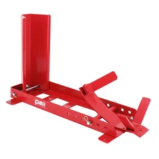 BLOQUE/CALE/ETAU DE ROUE MOTO P2R AVANT REGLABLE COMPATIBLE ROUE 16 à 21" ACIER ROUGE (A FIXER SOL, REMORQUE)