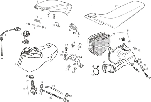 Réservoir - Corps filtre - Selle