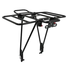 PORTE BAGAGE VELO ARRIERE PLATEFORME P2R PLIABLE SUR LES COTES (SANS OUTIL) ALU NOIR MAT 29''/26" (POIDS MAXI 10KGS) - COMPATIBLE FREIN A DISQUE -
