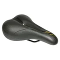 SADDLE- XINDA FOR MTB- CONFORT JUNIOR XD803 BLACK/ORANGE WITH ERGO HOLE  250x165mm -STEEL RAIL - BLACK