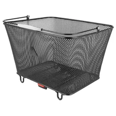 PANIER ARRIERE ACIER NID ABEILLE CITY NOIR AVEC FIXATION CLIP ADAPTABLE SUR TOUT PORTE BAGAGE 32L(41X31X21cm) -INCLUS PLATINE PORTE-BAGAGE