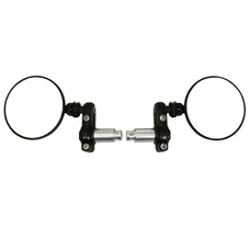 RETROVISEUR MOTO AVOC MILWAUK EMBOUT DE GUIDON ROND ALU CNC NOIR 80 mm DIAM 13 et 17 mm REVERSIBLE (PAIRE) **