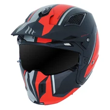 CASQUE TRIAL MT STREETFIGHTER SV TWIN NOIR/ROUGE MAT   S  SIMPLE ECRAN DARK TRANSFORMABLE AVEC MENTONNIERE AMOVIBLE (LIVRE AVEC UN ECRAN SUPPLEMENTAIRE MIROIR)