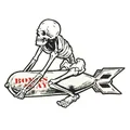 STICKER LETHAL THREAT MINI BOMBS AWAY SKELETON (60x80mm)