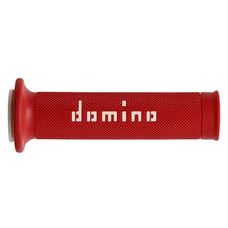 REVETEMENT POIGNEE DOMINO MOTO ON ROAD A010 ROUGE/BLANC OPEN END 120-125mm (PAIRE)
