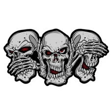 STICKER LETHAL THREAT MINI SEE SPEAK HEAR NO EVIL SKULLS (60x80mm)