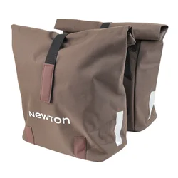 SACOCHE ARRIERE VELO DOUBLE NEWTON MARRON 22L FIXATION SANGLES SUR PORTE BAGAGE (35x12x27cm) FERMETURE PLIANT ANTI-PLUIE