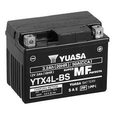BATTERIE 12V  3 Ah YTX4L-BS YUASA MF SANS ENTRETIEN LIVREE AVEC PACK ACIDE  (Lg114xL71xH86mm)