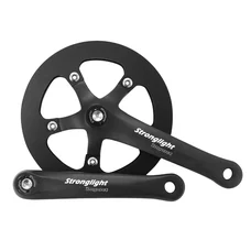 CHAINSET FOR ROAD BIKE- STRONGLIGHT  8 Speed. IMPACT S BLACK 170mm 42 Teeth - With chain guard (TAPERED SQUARE 118mm)