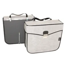PANNIERS FOR BICYCLE -REAR- SPORFABRIC S17 (VINTAGE STYLE) HOOK FASTENING-  GREY (LEATHER EFFFECT)  (Lg33xL11xH28) (PAIR)