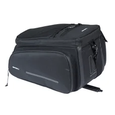 SACOCHE ARRIERE VELO BASIL MOVE NOIR AVEC SOUFFLET WATERPROOF EXTENSIBLE 10-26L FIXATION PORTE BAGAGE (L33x L24cmxH18cm) FIXATION SYSTEME MIK 2.0 (INCLUS)