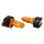 CRASHPADS/TOP BLOCK FOR KTM 125 DUKE - ALU CNC ANODIZED BLACK/ORANGE WITH LOGO (PAIR)  -AVOC