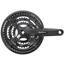 PEDALIER VTT SUNRACE 7/8V. FCM2B ACIER NOIR 170mm 48-38-28 AVEC PARE CHAINE - BOITIER 118mm