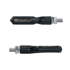 CLIGNOTANT SEQUENTIEL MOTO TAAC FR04 7 LEDS FUME/NOIR (M8 / LONG 74mm / H 15mm) (PAIRE) QUALITE PREMIUM  -HOMOLOGUE ECE-