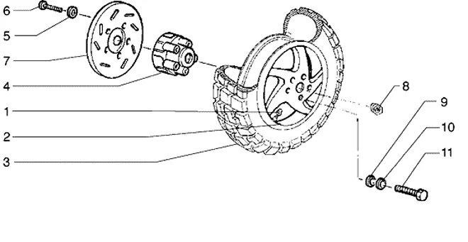 Roue AR. (Vehicules avec frein à disque AR.)